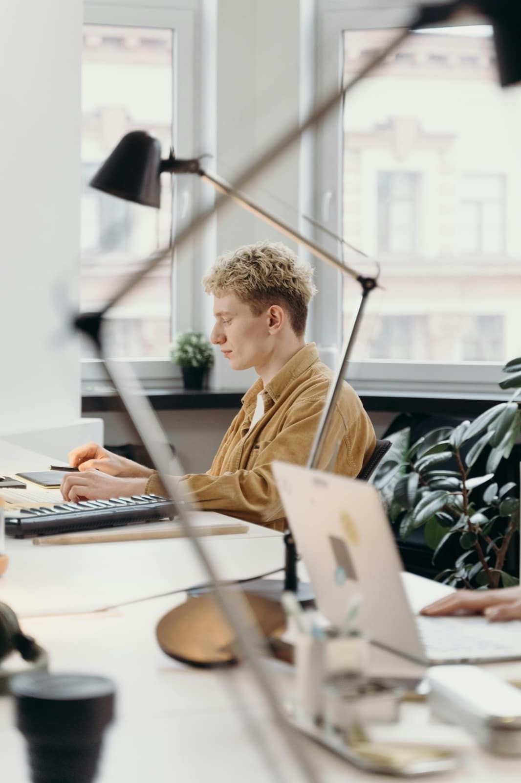A freelancer at her desk