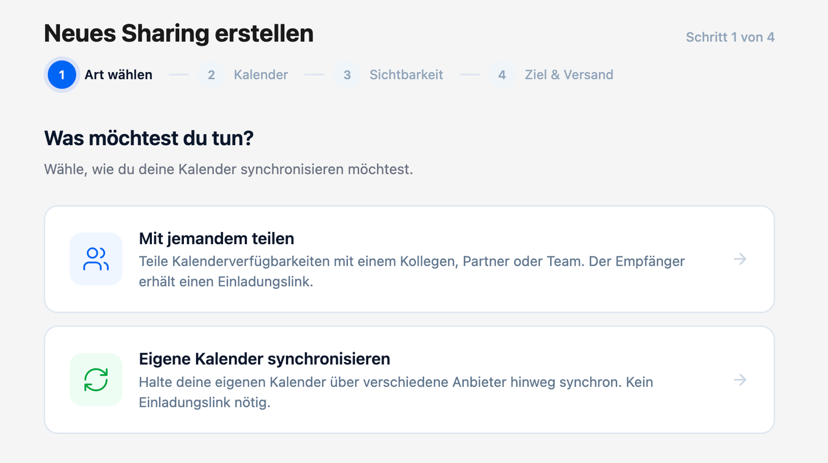 Kalender Sync Sharing-Einstellungen — Sichtbarkeit konfigurieren