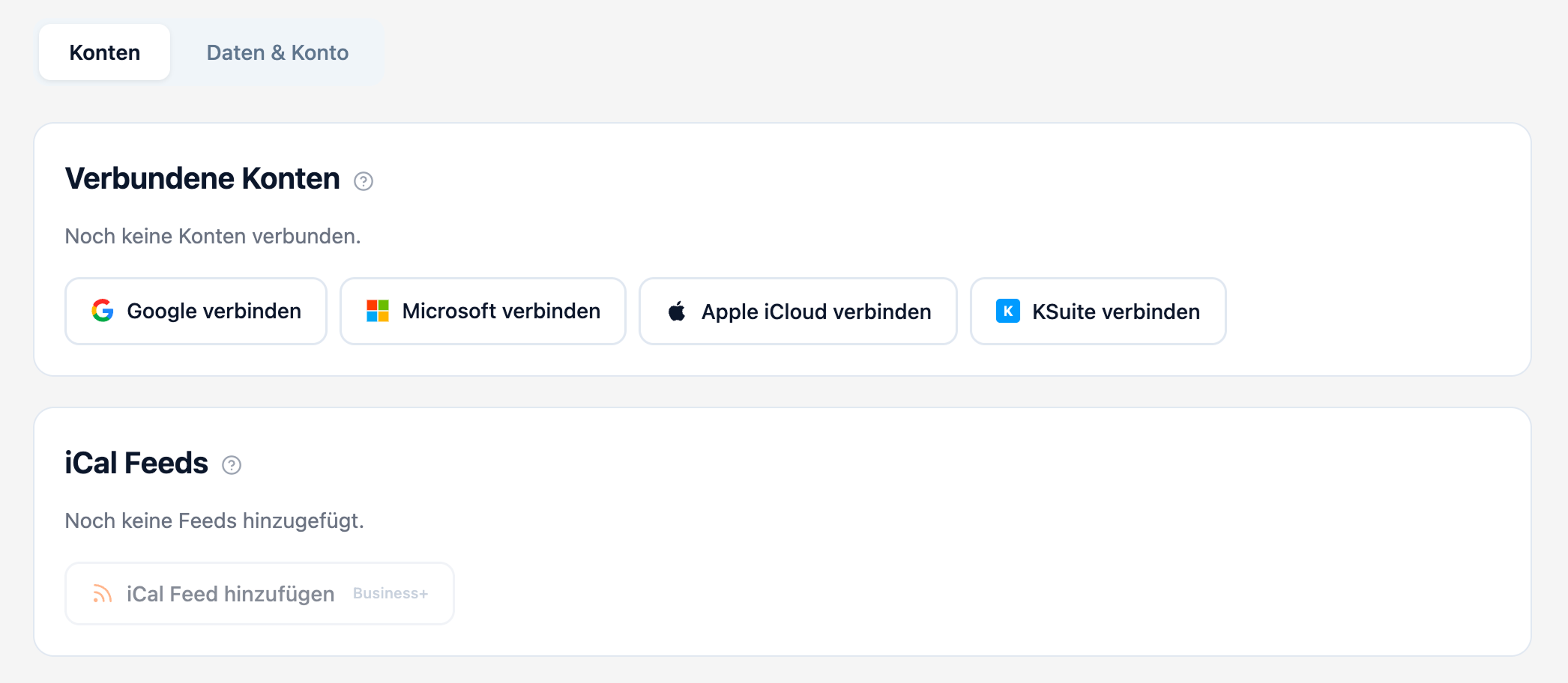 Kalender Sync Einstellungen — Kalender-Provider verbinden